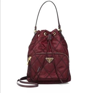 Prada Quilted Nylon Crossbody Bucket Bag